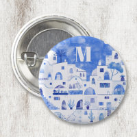 Monogramme d'aquarelle de Santorin Grèce