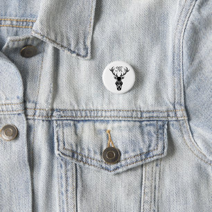Badge Rond 2,50 Cm Monogramme de silhouette de stade noir tribal