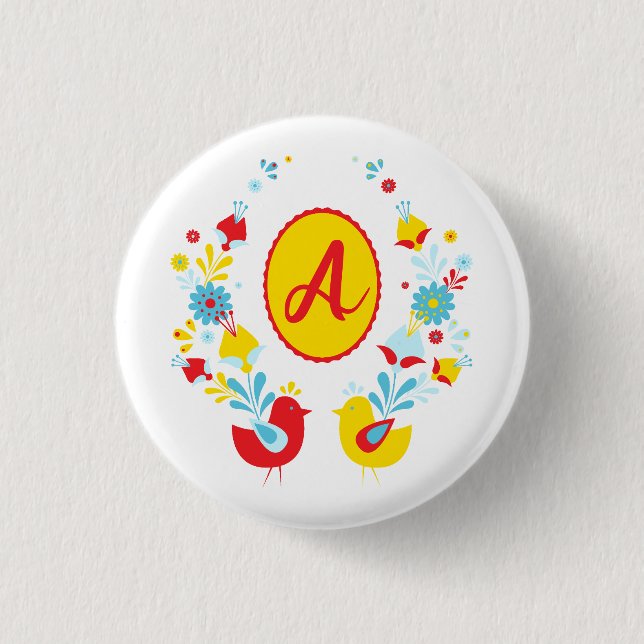 Badge Rond 2,50 Cm Monogramme de style bohème (Devant)