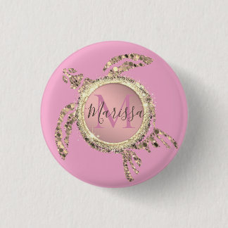 Badge Rond 2,50 Cm Monogramme de tortue dorée