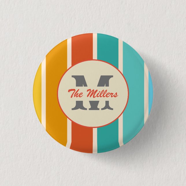 Badge Rond 2,50 Cm Monogramme d'été brillant (Devant)