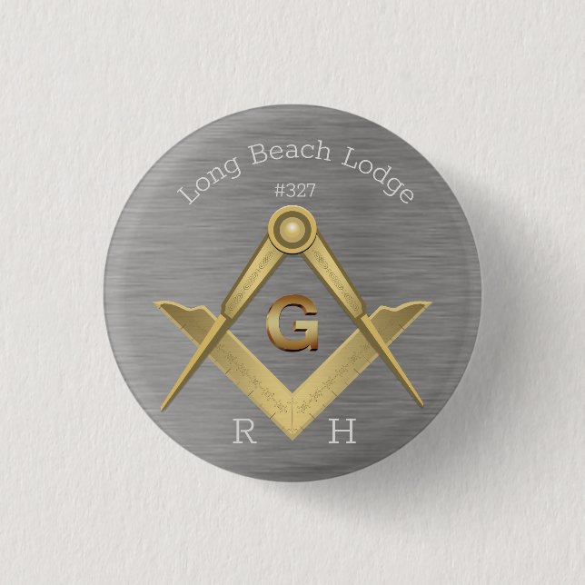 Badge Rond 2,50 Cm Monogramme maçonnique Carré et boussole (Devant)