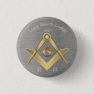 Badge Rond 2,50 Cm Monogramme maçonnique Carré et boussole