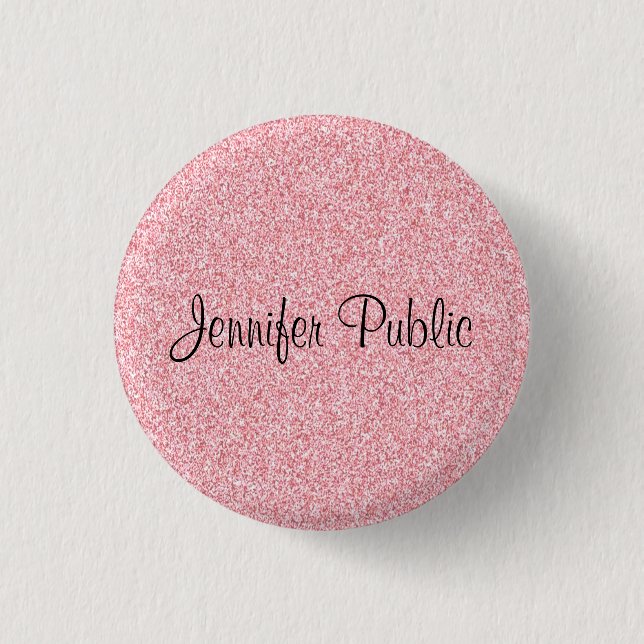 Badge Rond 2,50 Cm Monogramme Modèle Élégant Rose Parties scintillant (Devant)