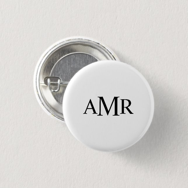 Badge Rond 2,50 Cm Monogramme personnalisé classique (Devant & derrière)