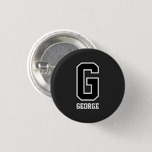 Badge Rond 2,50 Cm Monogramme personnalisé noir et blanc