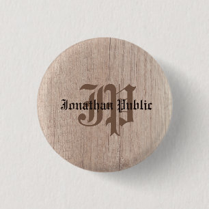 Badge Rond 2,50 Cm Monogramme Planche Bois Modèle