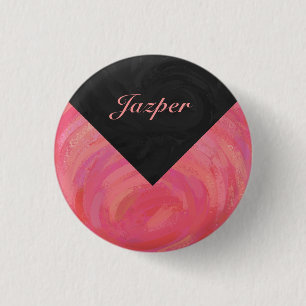Badge Rond 2,50 Cm Monogramme saumon Swirl