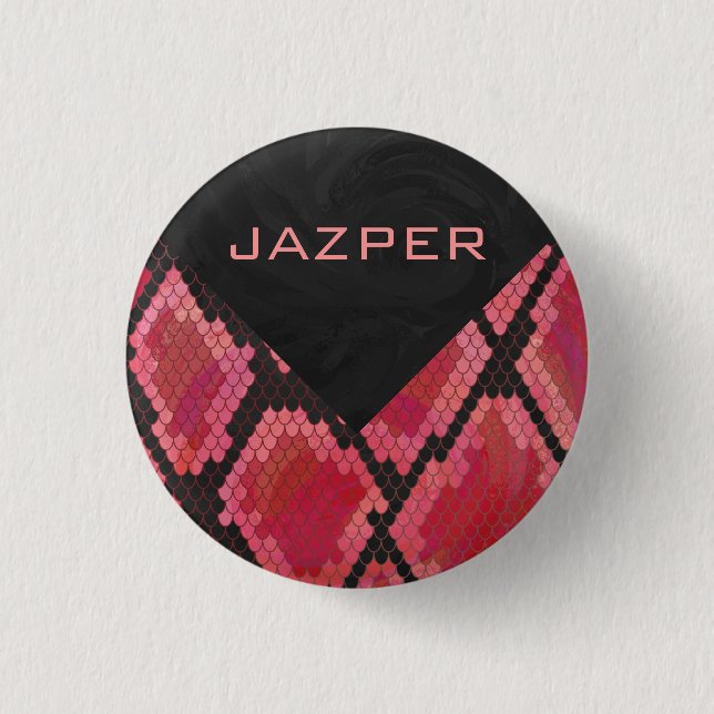 Badge Rond 2,50 Cm Monogramme serpent noir et rouge imprimé (Devant)