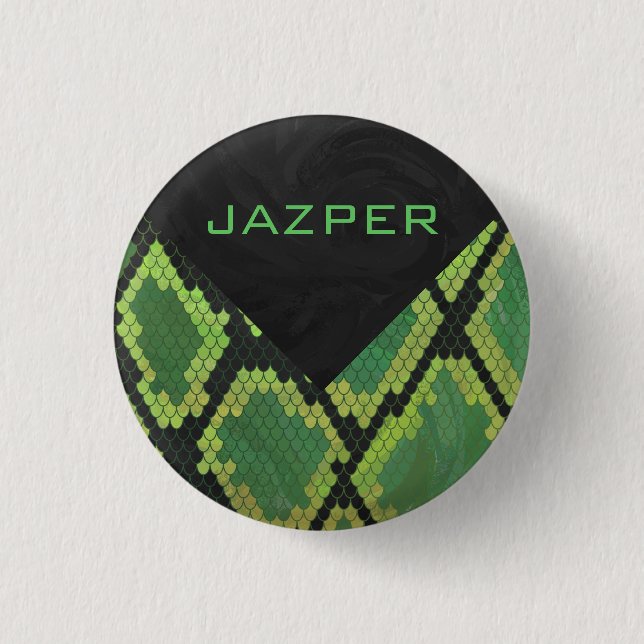 Badge Rond 2,50 Cm Monogramme Serpent vert et noir (Devant)