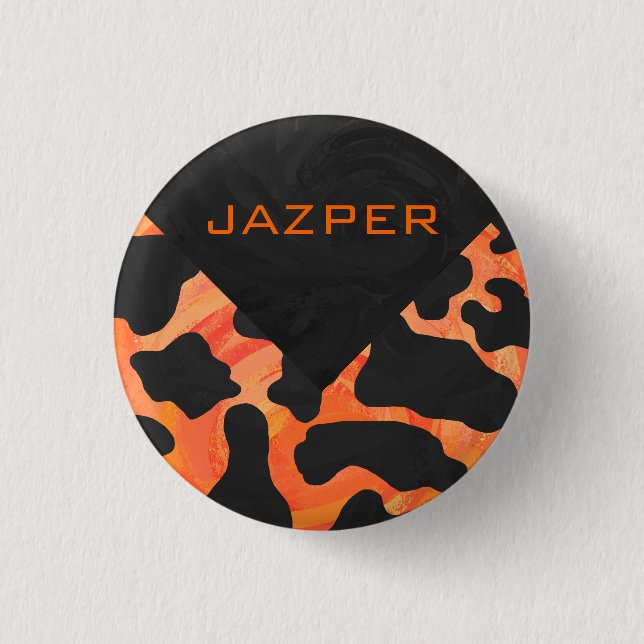 Badge Rond 2,50 Cm Monogramme vache noir et orange Impression (Devant)