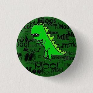 Badge Rond 2,50 Cm MOO ! Dinosaure