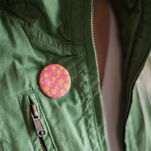 Badge Rond 2,50 Cm motif Abstrait tangerine rose et jaune
