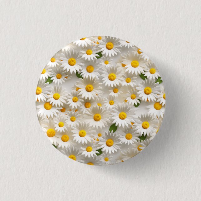 Badge Rond 2,50 Cm Motif blanc 3D Daisy (Devant)