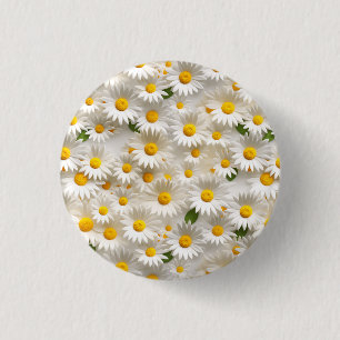 Badge Rond 2,50 Cm Motif blanc 3D Daisy