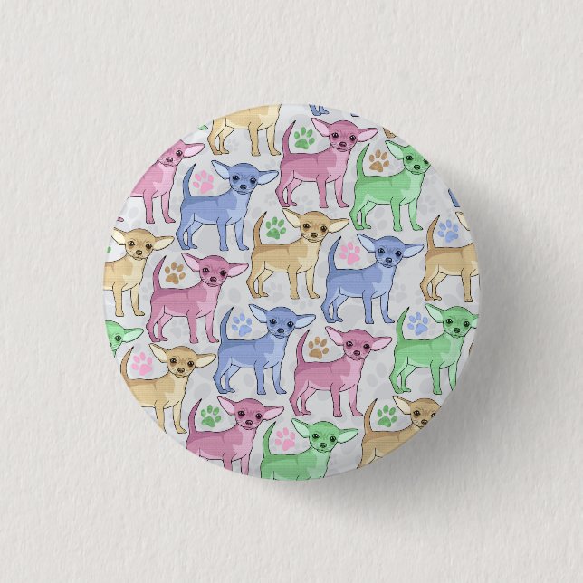 Badge Rond 2,50 Cm Motif coloré d'amant de chiwawa (Devant)