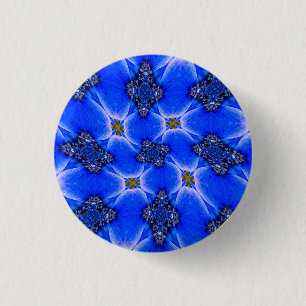 Badge Rond 2,50 Cm Motif d'anémone du Jardin bleu