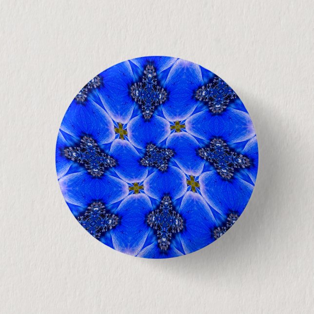 Badge Rond 2,50 Cm Motif d'anémone du Jardin bleu (Devant)