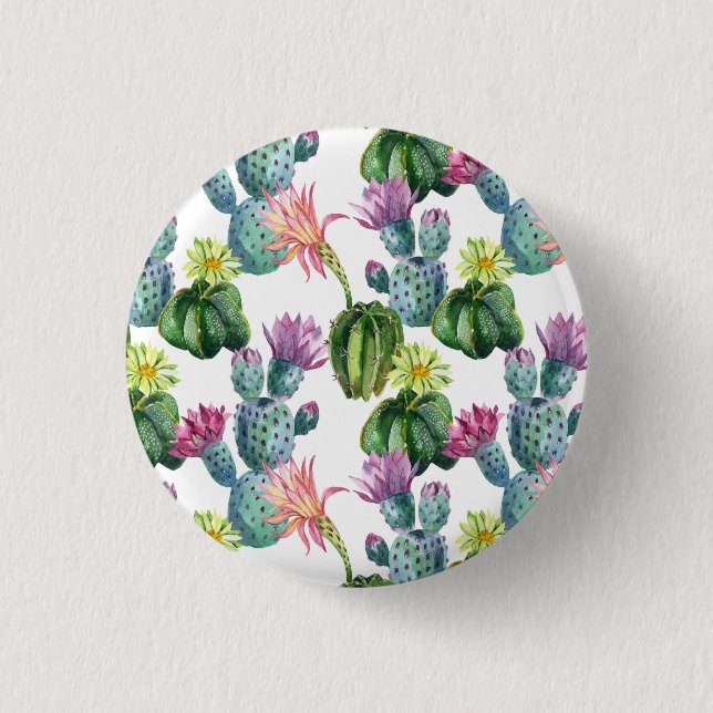 Badge Rond 2,50 Cm Motif d'art Cacti (Devant)