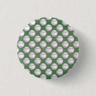Badge Rond 2,50 Cm Motif de baseball sur Green