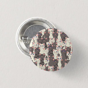 Badge Rond 2,50 Cm Motif de chats blancs et gris