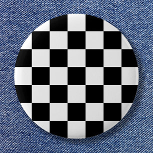 Badge Rond 2,50 Cm Motif de chèque simple noir et blanc