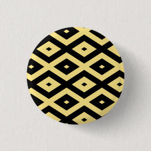 Badge Rond 2,50 Cm Motif de diamant jaune citron et noir