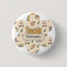 Badge Rond 2,50 Cm Motif de fournitures scolaires pour enseignant pas