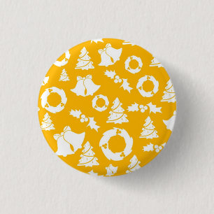 Badge Rond 2,50 Cm Motif de Noël jaune
