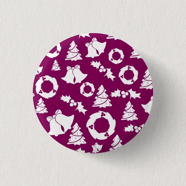 Badge Rond 2,50 Cm Motif de Noël pourpre (Devant)