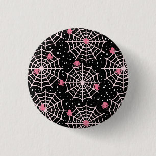 Badge Rond 2,50 Cm Motif des toiles d'Halloween et araignées