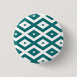 Badge Rond 2,50 Cm motif diamant turquoise et blanc