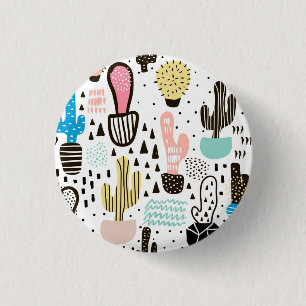 Badge Rond 2,50 Cm Motif géométrique de cactus moderne