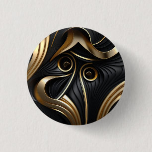 Badge Rond 2,50 Cm Motif moderne noir et or