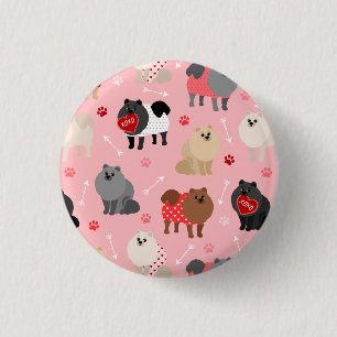 Badge Rond 2,50 Cm Motif Pomeranian Valentine