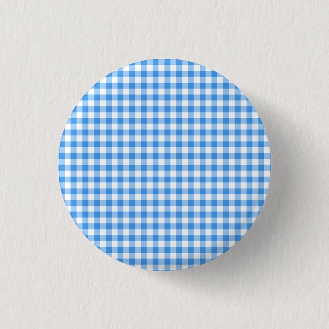 Badge Rond 2,50 Cm Motif Rustique Bleu Et Blanc En vichy (Devant)