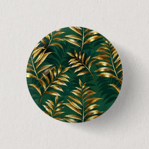 Badge Rond 2,50 Cm Motif sans couture avec des fougères dorées