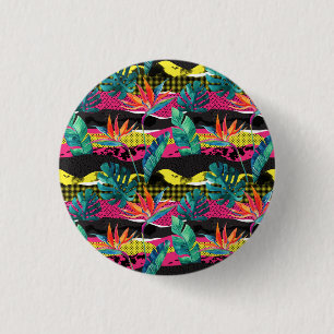 Badge Rond 2,50 Cm Motif tropical abstrait de texture de néon