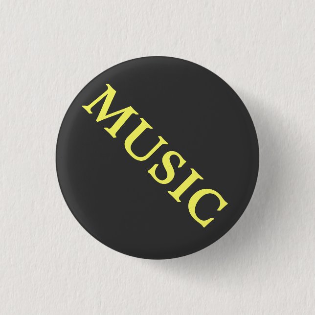 Badge Rond 2,50 Cm Musique Bouton noir et jaune (Devant)