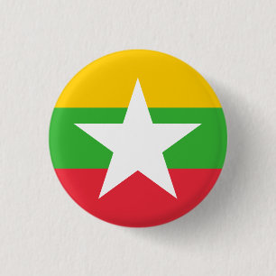 Badge Rond 2,50 Cm Myanmar / Drapeau birman, Drapeau du Myanmar / Bir