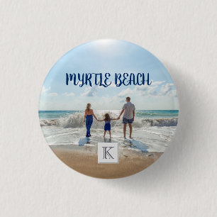 Badge Rond 2,50 Cm Myrtle Beach Souvenir Sable Surf Monogrammé