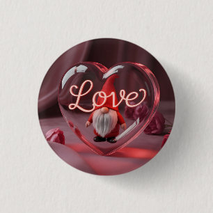 Badge Rond 2,50 Cm Nain romantique dans un présentoir en forme de cœu