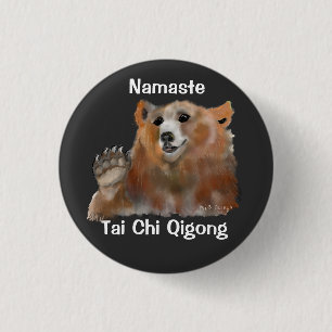 Badge Rond 2,50 Cm Namaste Tai Chi Qigong Bear