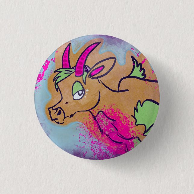 Badge Rond 2,50 Cm Neon Chèvre (Devant)