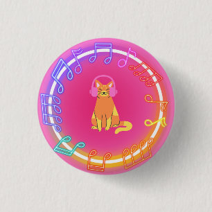 Badge Rond 2,50 Cm Neon Music Cat