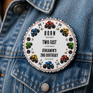 Badge Rond 2,50 Cm Nés pour grandir Deux monstres camions rapides 2e