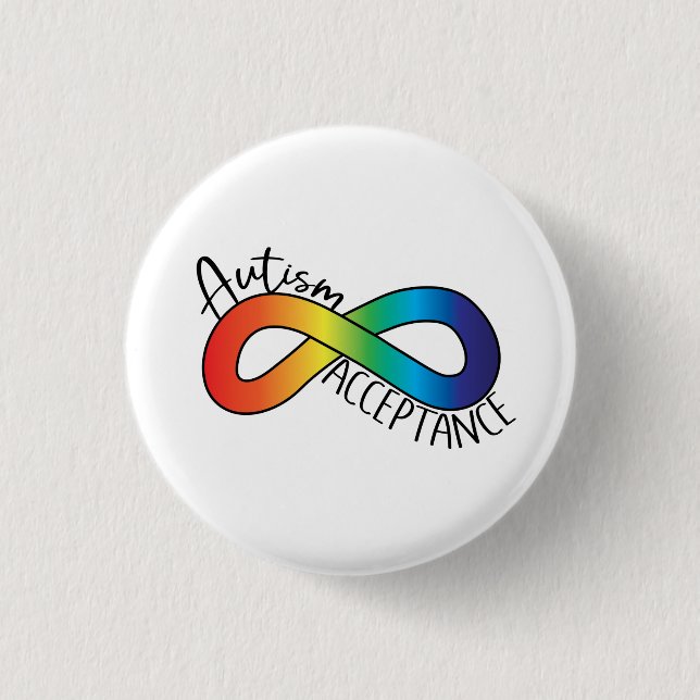 Badge Rond 2,50 Cm Neurodiversité Acceptation de l'autisme Arc-en-cie (Devant)