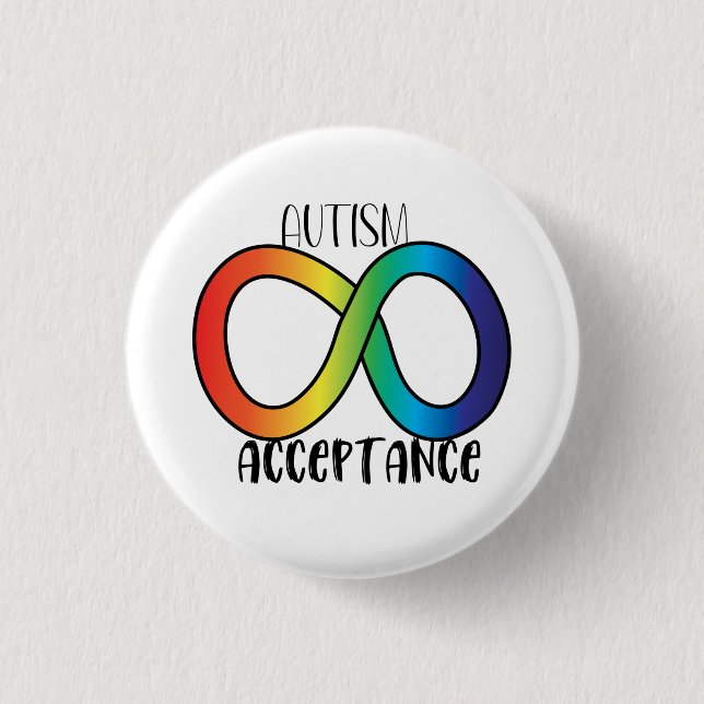Badge Rond 2,50 Cm Neurodiversité Acceptation de l'autisme Bouton arc (Devant)