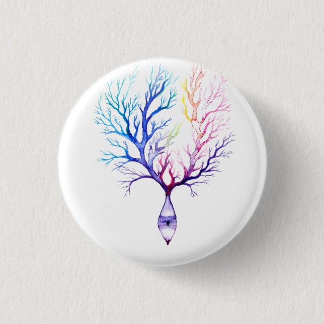 Badge Rond 2,50 Cm neurone coloré Purkinje (Devant)