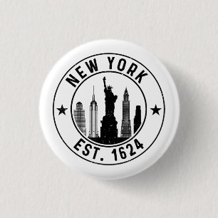 Badge Rond 2,50 Cm New York Est. 1624 New York City Lover Nyc